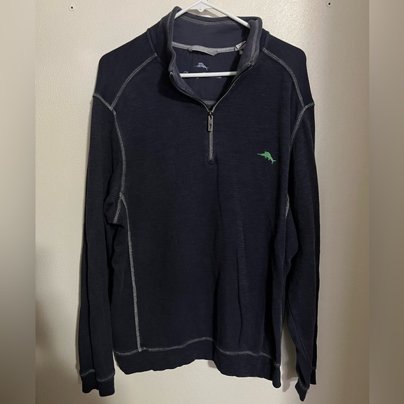 TOMMY BAHAMA Casual Classic Tobago 1/4 Zip Sweatshirt Navy Blue Men's Size L - Picture 1 of 5